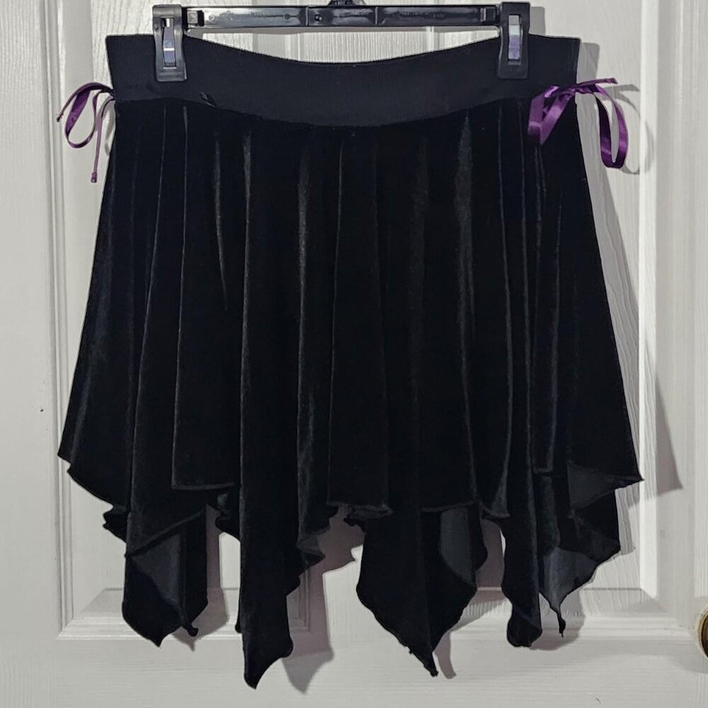 Black Velour Asymmetrical Goth Fairy Skirt